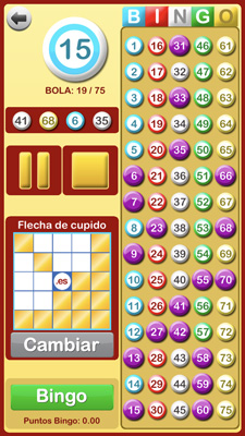 Juego bingo de 75 bolas