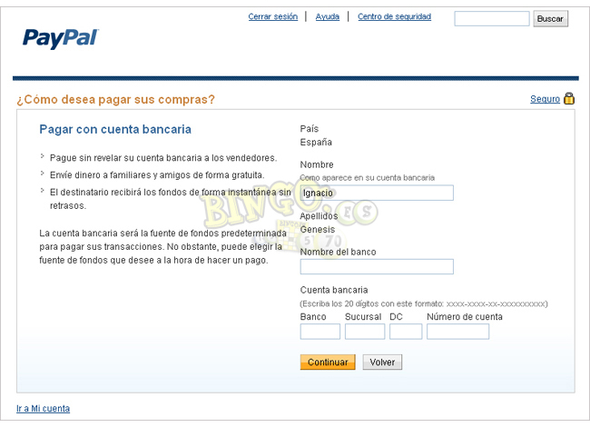 Asociar cuenta PayPal a cuenta bancaria