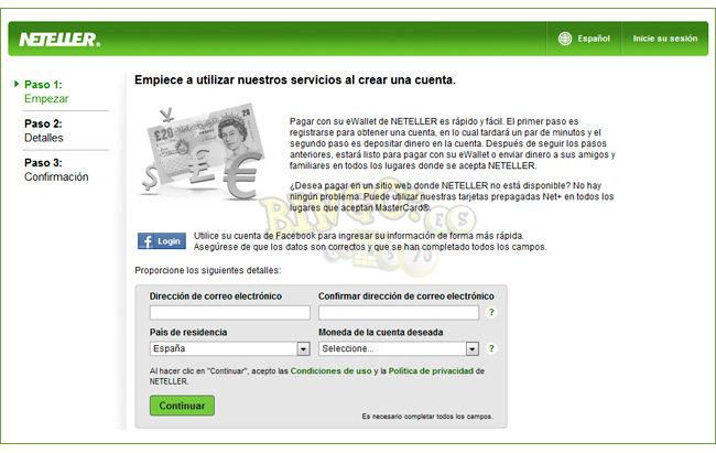 Formulario Registro NETELLER