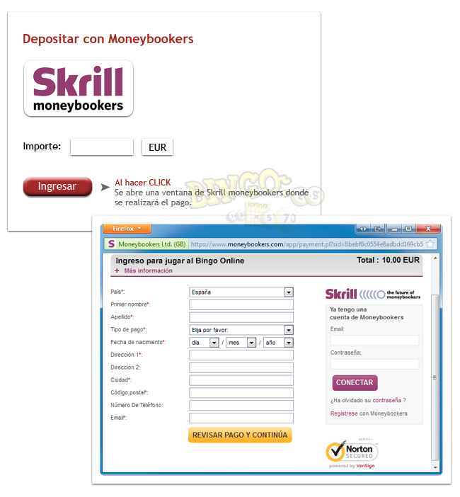 Depositar en bingo desde Skrill