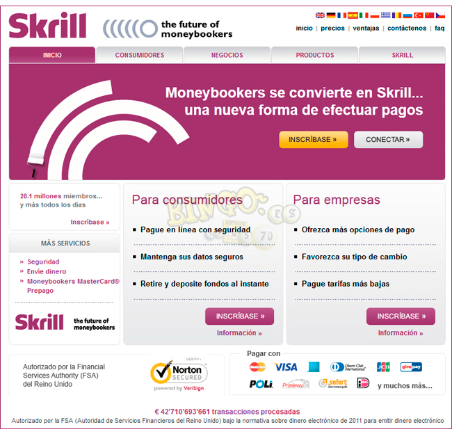 Skrill para jugar al bingo