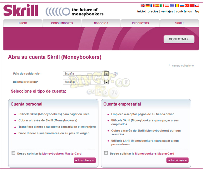 Tipos Cuenta Skrill