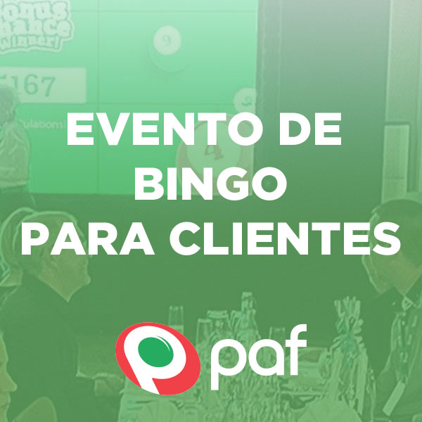 Evento de bingo presencial en las oficinas de Paf