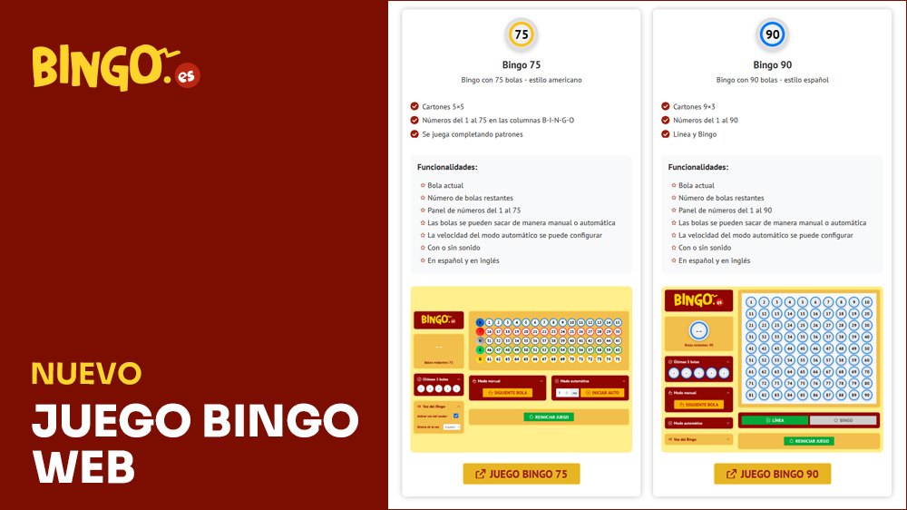 Nuevo juego de bingo versión web