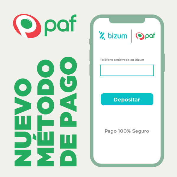 Bizum nuevo método de pago en Paf